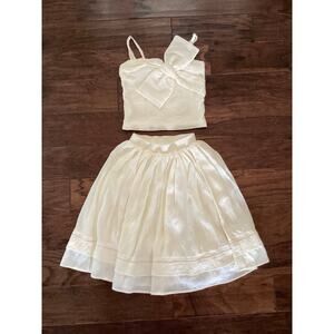 Mia‎ Joy Two-Piece Matching Set with Bow Crop Top & Sheer Midi Skirt 14